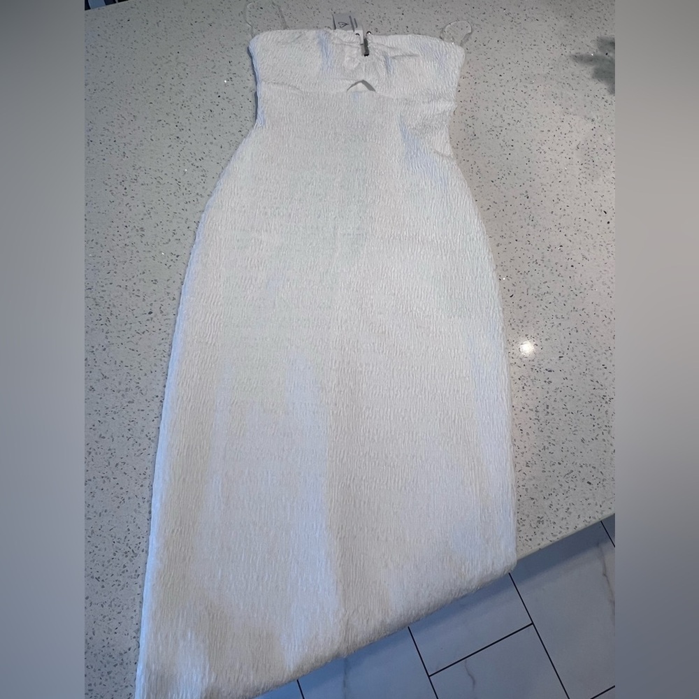 Windsor Textured White Strapless Midi Dress Size Small Brand New